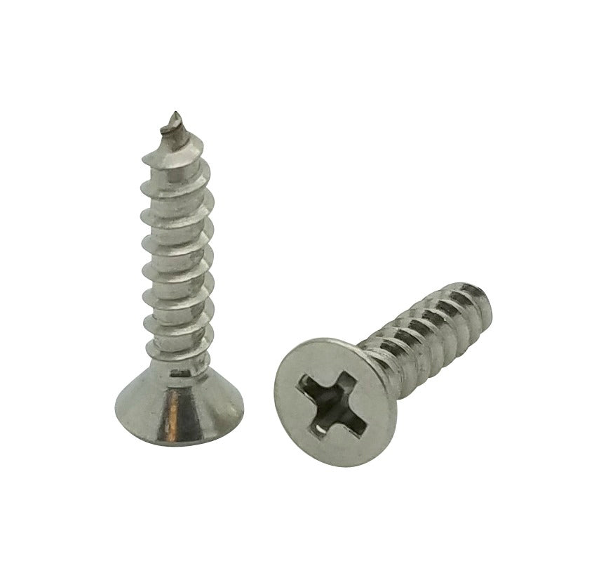 #10 x 3/4' Flat Head 304 Stainless Phillips Head Wood Screws, 200 Stk. (BCP49)