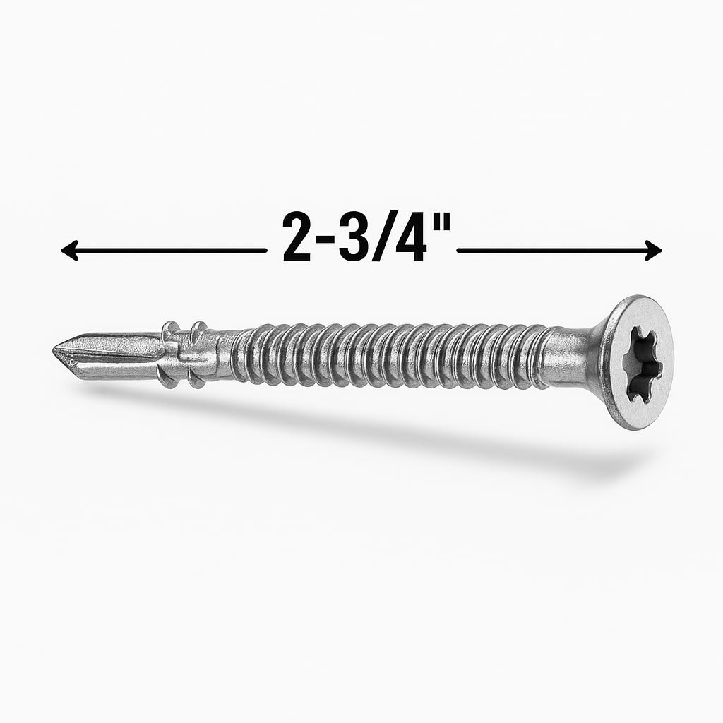 100 Packung - 1/4-20 x 2-3/4" Reamer Tek Wood-to-Metal Schrauben - T27 Torx, Zink (BCP1225)