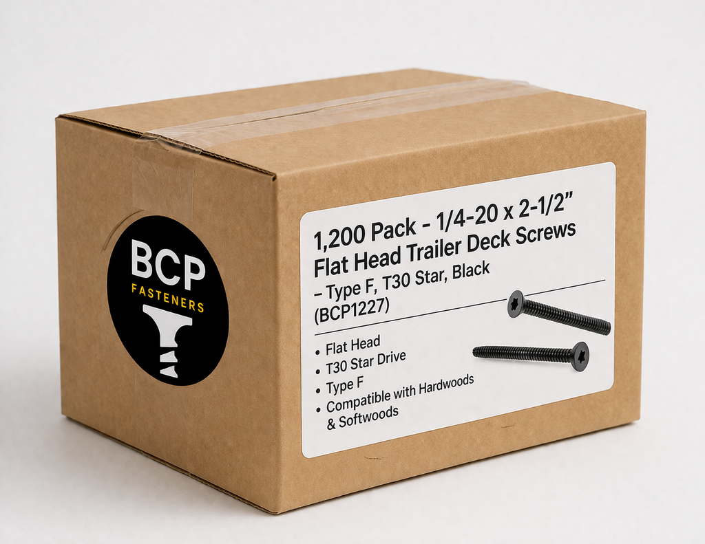 1.400 Pack (BULK) - 1/4-20 x 2-1/2" Flat Head Trailer Deck Schrauben - Typ F, T30 Star, Black (BCP1227)