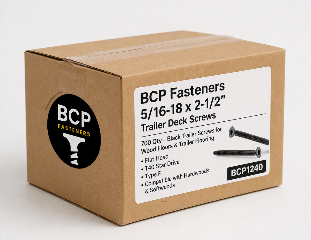 700 Pack (BULK) - 5/16-18 x 2-1/2" Flat Head Trailer Deck Schrauben - Typ F, T40 Star, Black (BCP1240)