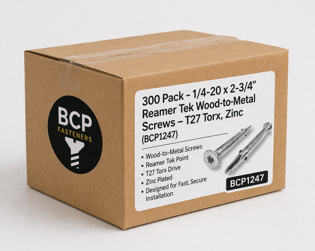300 Pack (BULK) - 1/4-20 x 2-3/4" Reamer Tek Wood-to-Metal Schrauben - T27 Torx, Zink (BCP1247)