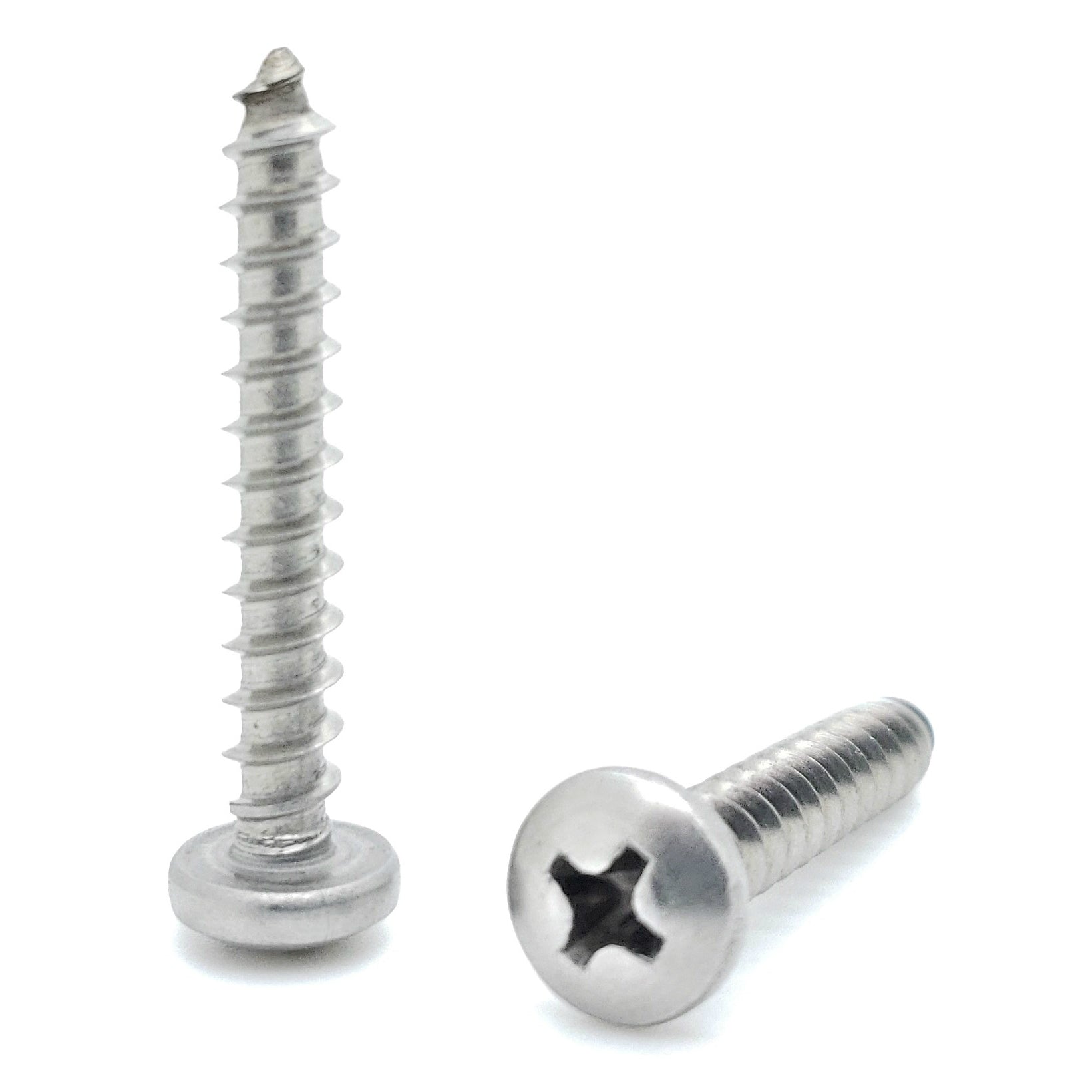 #10 x 1-1/4' 304 Stainless Steel Phillips Pan Head Wood Screws, 100 Stk. (BCP714)