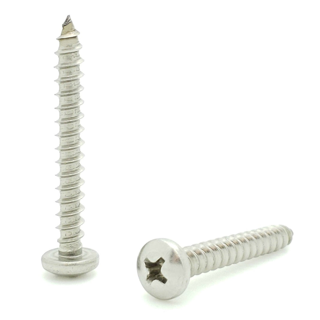 #10 x 1-1/2' 304 Stainless Steel Phillips Pan Head Wood Screws, 100 Stk. (BCP777)