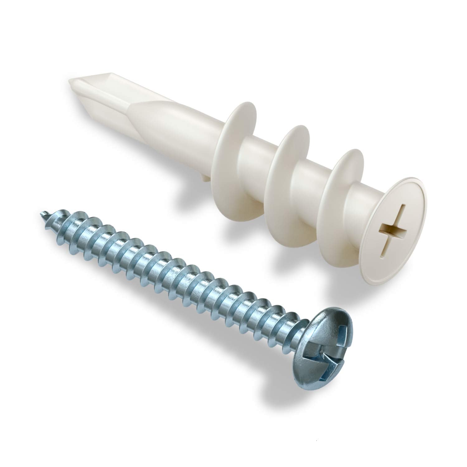 Premium Nylon Plastic Selbstbohrende Trockenbauanker mit Schrauben | Bis zu 34,02 kg, 40 Stk. (BCP952)
