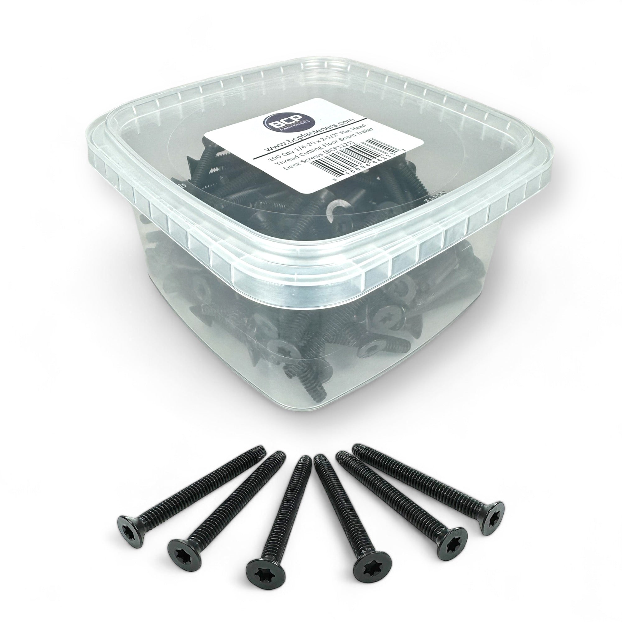 100 Pack - 1/4-20 x 2-1/2" Flat Head Trailer Deck Schrauben - Typ F, T30 Star, Black (BCP1221)