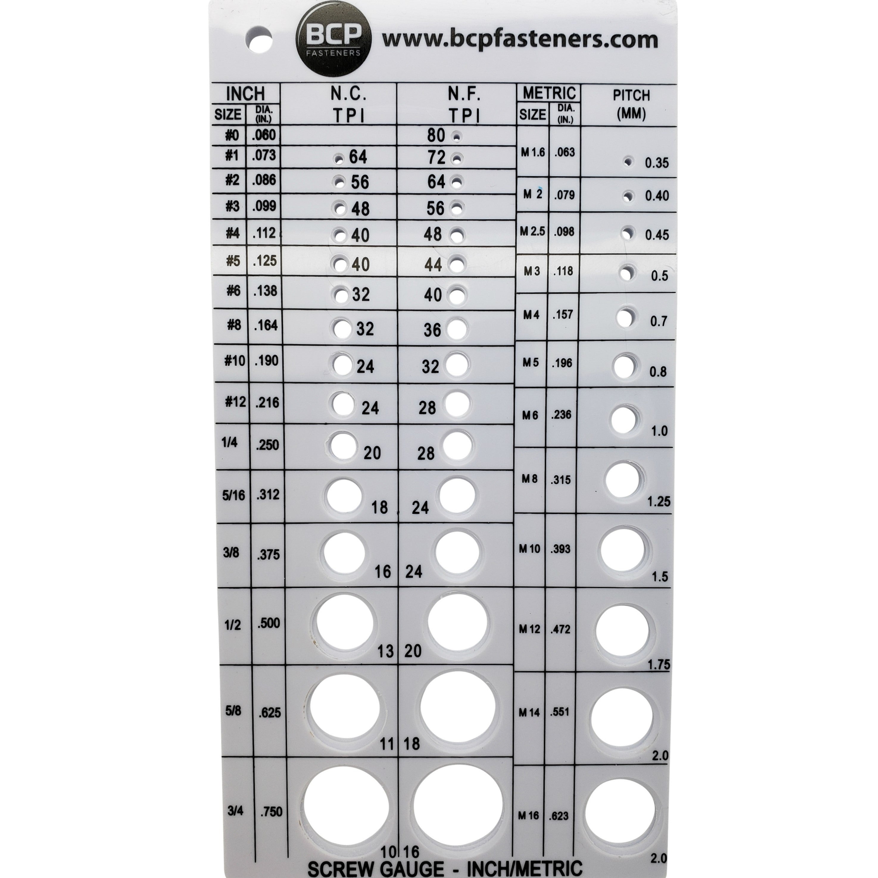 Schraubenfadenmesser | Metrisch und SAE | Empfiehlt Bohrer Bit & Tap Size (BCP675)