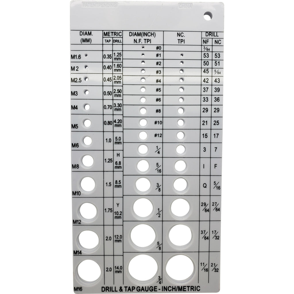 Schraubenfadenmesser | Metrisch und SAE | Empfiehlt Bohrer Bit & Tap Size (BCP675)