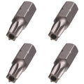 T25 TORX Security Bits | S2 Steel | 1/4' Hex Shank | 1' Length, 4 Stk. (BCP966)