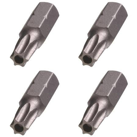 T27 TORX Security Bits | S2 Steel | 1/4' Hex Shank | 1' Length, 4 Stk. (BCP967)