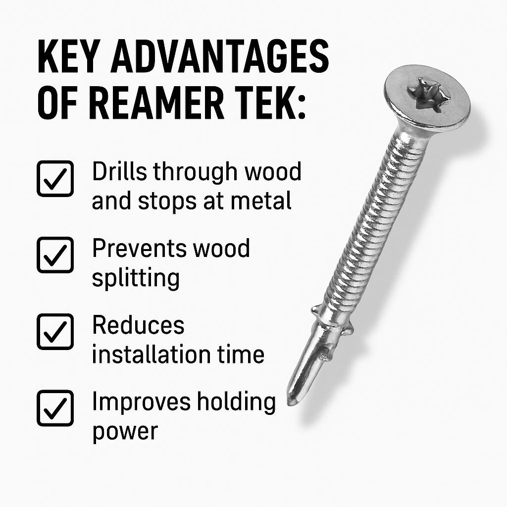 100 Packung - 1/4-20 x 2-3/4" Reamer Tek Wood-to-Metal Schrauben - T27 Torx, Zink (BCP1225)